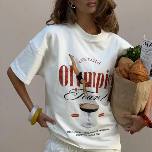 Cotton Fashion Trendy Loose Creative Print T-shirt